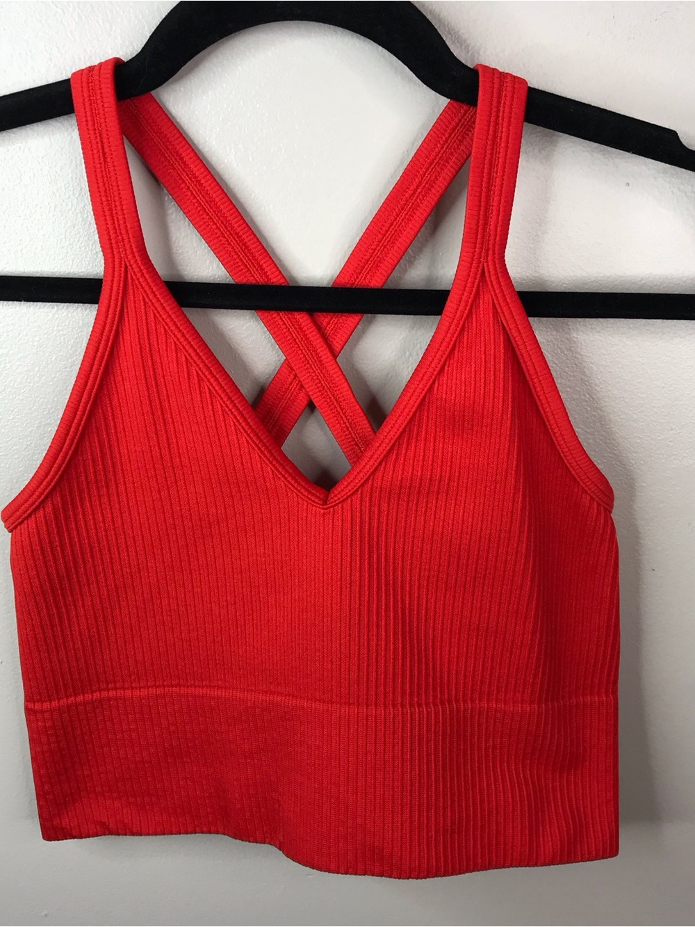 Zyia Active Red Ribbed Cross-Back Sports Bra Crop Sz Small